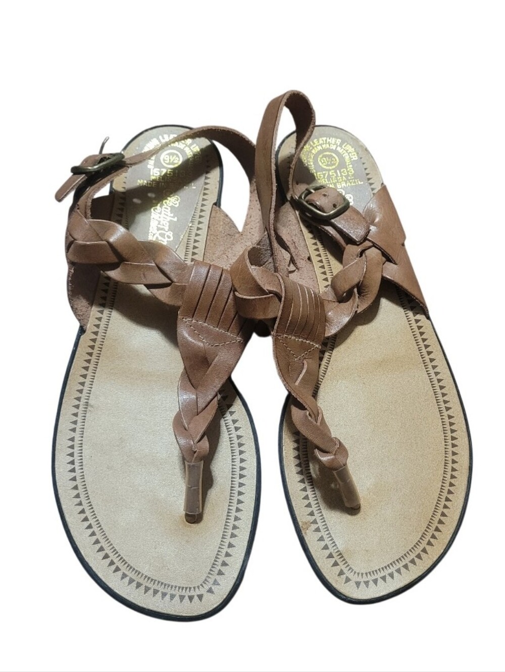 Leather Craft  by Premiere Collection Malissa Brown Leather Flat Sandals Sz 9. 5